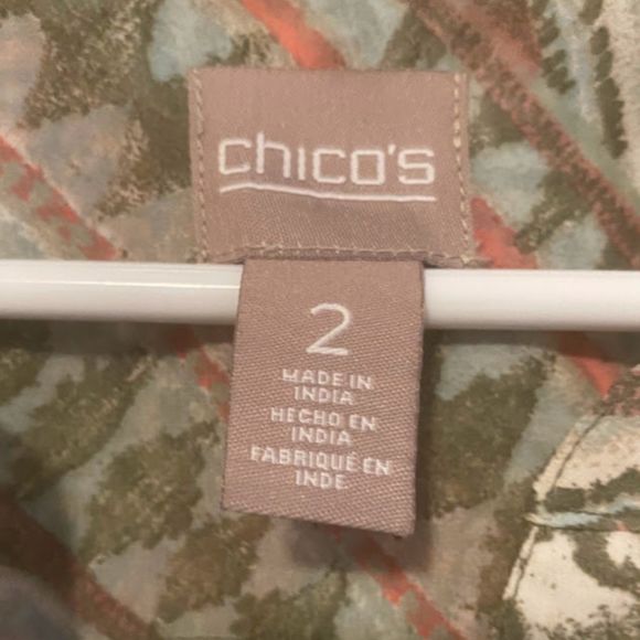 CHICO'S Sheer Tie Front Blouse 2 - Picture 3 of 8